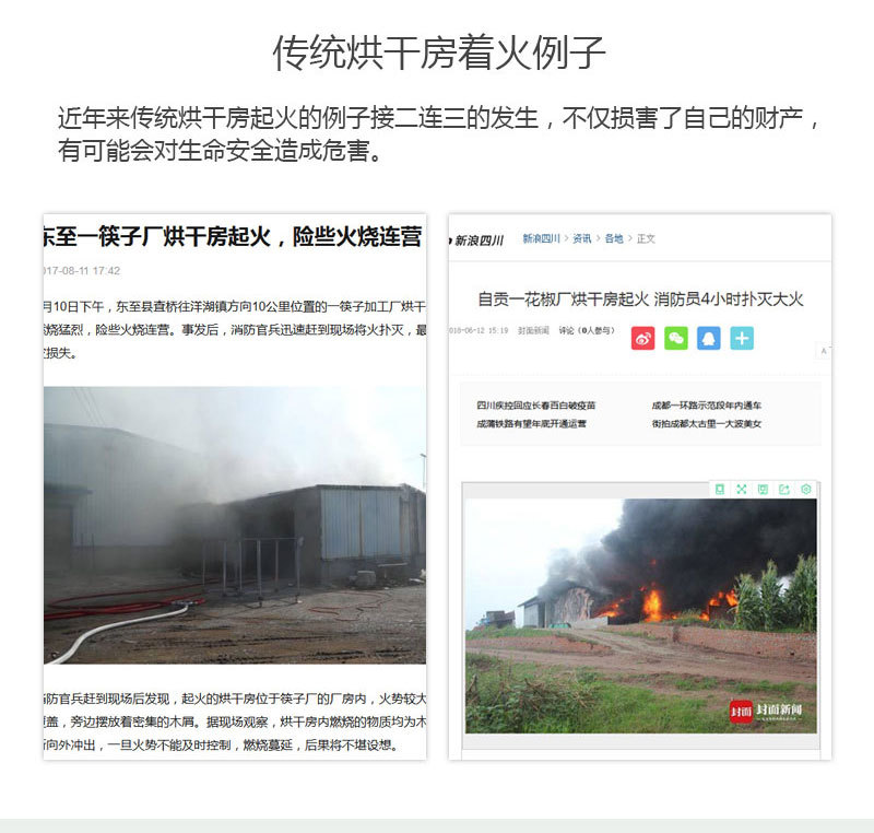 傳統花椒烘干機著(zhù)火案例